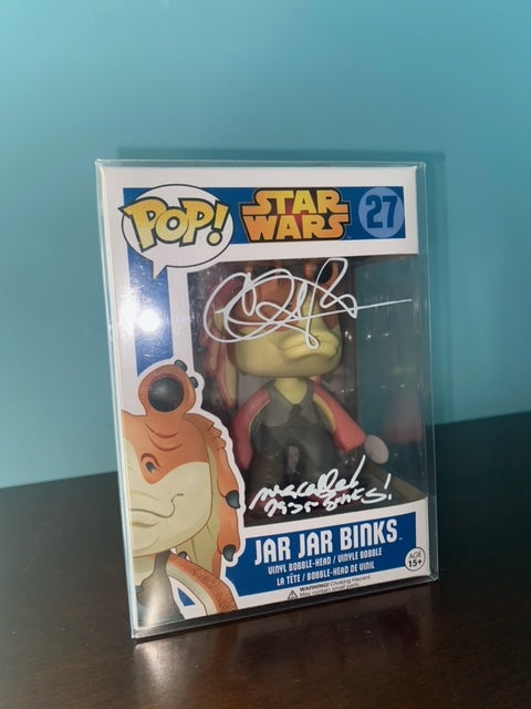 Funko Pop! Star Wars Jar Jar Binks Blue box signed by Ahmed Best
