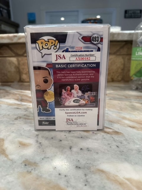 Funko Pop Marvel Wong signed by Benedict Wong (slightly smeared autograph)